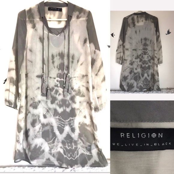 RELIGION WE LIVE IN BLACK sheer dress w/ slip XS - Picture 9 of 9